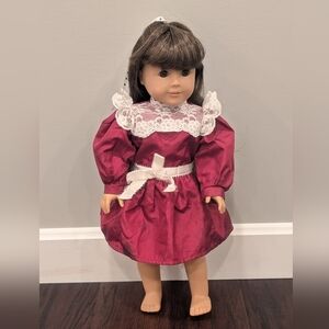 Retired Samantha Parkington American Girl Doll With Burgandy Lace Dress